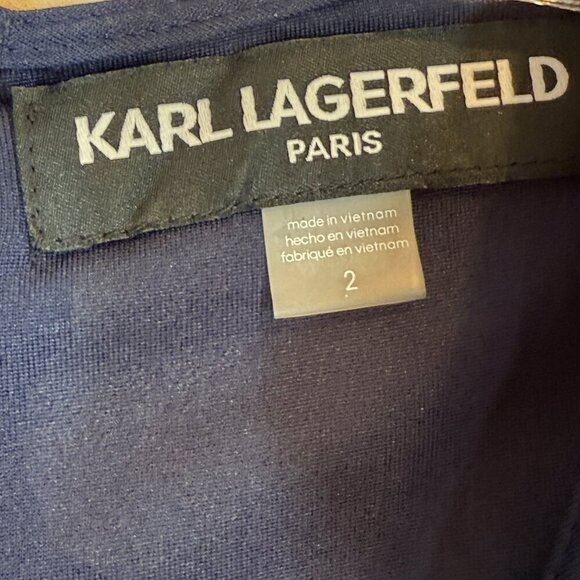 Karl Lagerfeld Paris Maxi Dress Blue Floral Print Spring Chiffon 2 - Picture 10 of 13